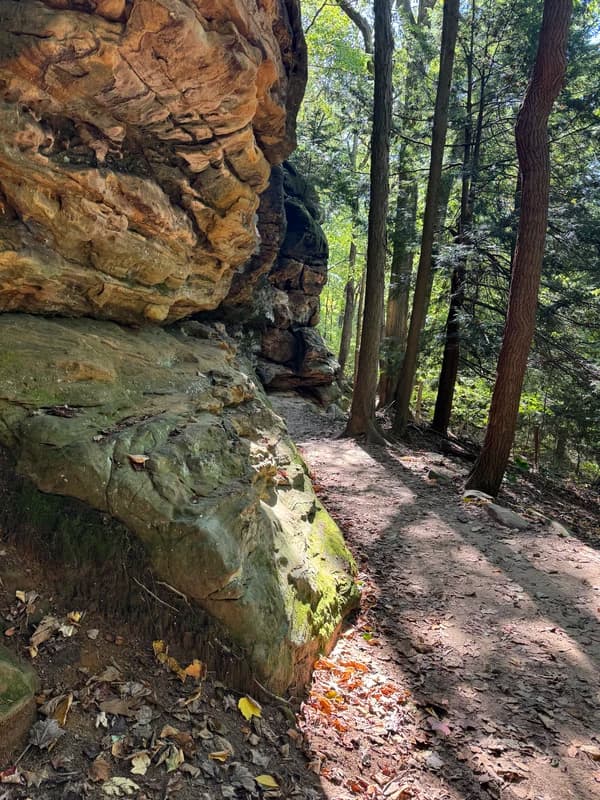 beautiful sun lit rocky ledges trail