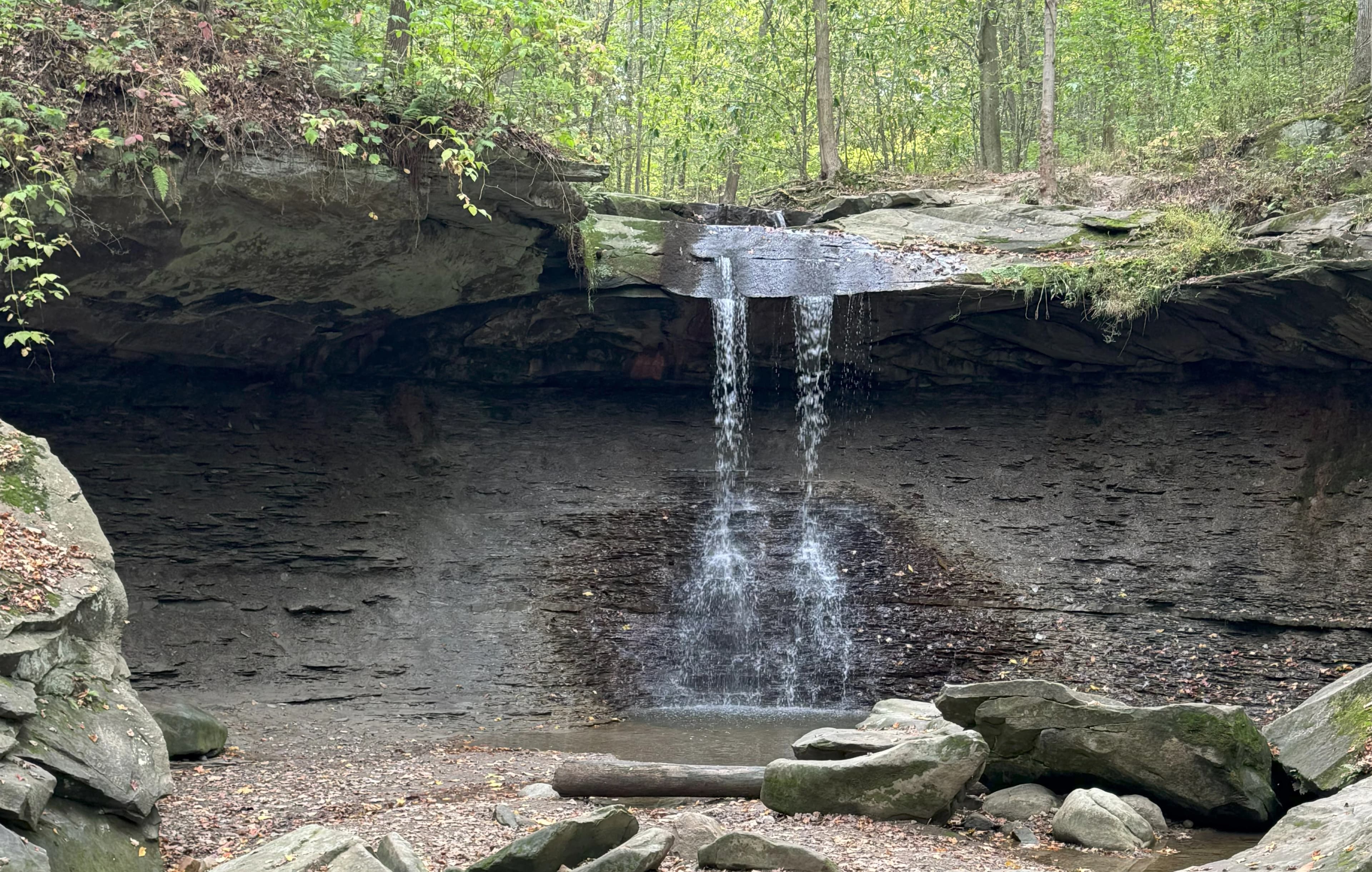 water falling over cliffs